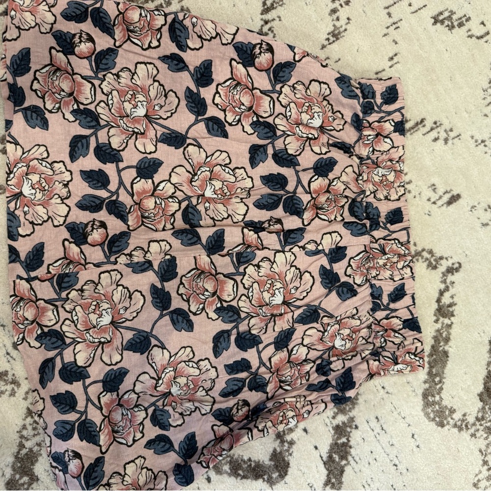 LOFT Floral Skirt - Pink and Navy